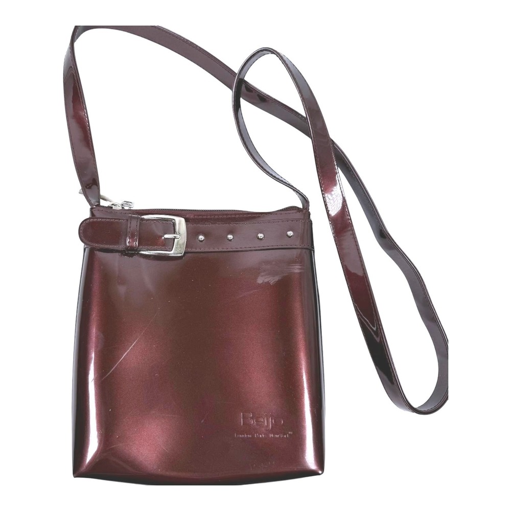 Brown Beijo Bag Crossbody Buckle Bag Silver Hardware Zip Close Adj Strap